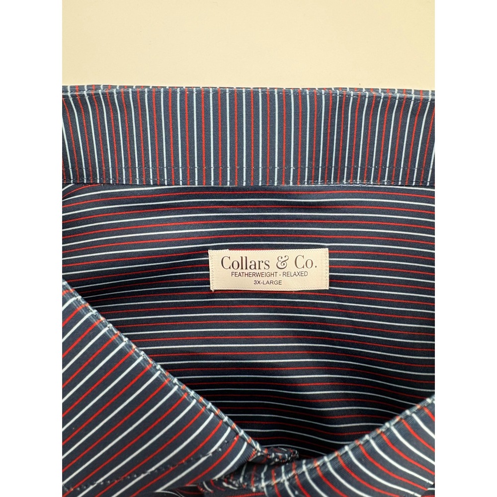 Collars and Co Men's Relaxed Golf Performance Polo Shirt Blue Striped, 3XL, NEW - Picture 6 of 6